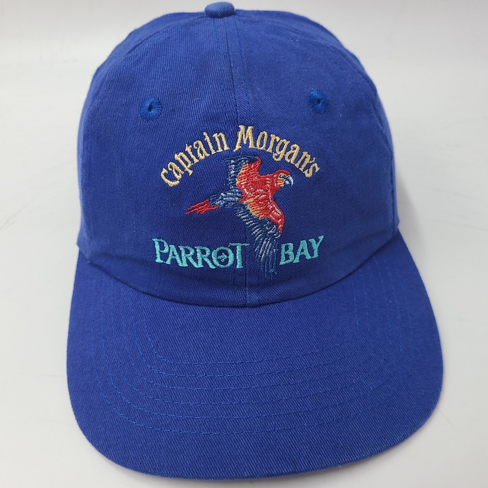 Vintage‎ Captain Morgan Hat Strapback Blue Parrot Bay Rum Adjustable Cotton Men